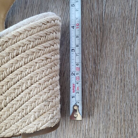 Michael Kors Berkley Platform Wedge Sandal MK Logo Cream Canvas Size 7 - Picture 12 of 16